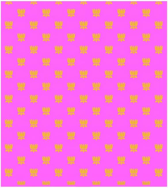 САТВИК 8х4 метра. Розово Текстилен Фон за Украса на Пуджа Пуджан Цветен Принт Лотос Индийската Традиционна Празнична Плат за Пуджа Менди