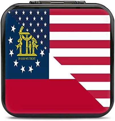 Калъф за игра на карти с флага на САЩ и щата Джорджия за ключ с Индивидуален Дизайн Switch Lite Преносим Кутия За Съхранение с 24 Слота