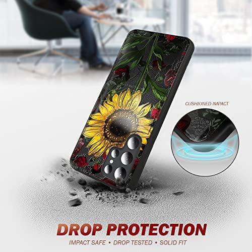 Калъф Shields Up за Galaxy S22 Ultra Case, [Подвижни] Магнитен калъф-портфейл с държач за карти и каишка за момичета / жени, Калъф с