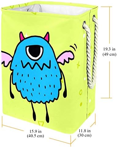 Кошница за дрехи MAPOLO Monster Жълта Сгъваема Кошница за съхранение на бельо с Дръжки, Подвижни Скоби, Добре Задържа Влагата, за Организиране на дрехи и играчки в пералня