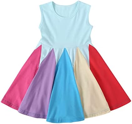 KAGAYD/Принцеса Рокля за момичета; Плажен Бански костюм без ръкави с принтом за малки момичета; Бански за момичета; Бански костюм (Тъмносин, на 4-5 години)