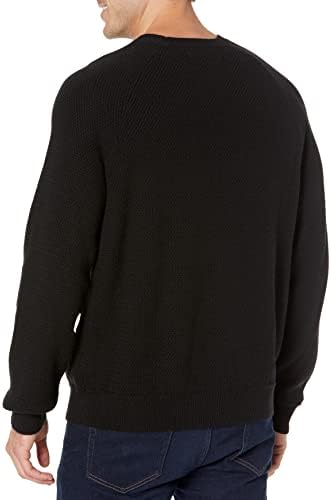 Мъжки пуловер с кръгло деколте от средни видоизменен памук Essentials Оверсайз-Намаляване на