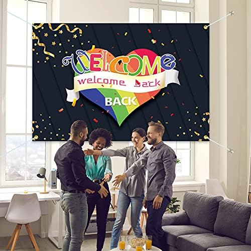 PAKBOOM Добре Дошли Обратно Фон Банер Връщане на Завършилите Вечерни Украса, за да проверите за Семейния Училищната парти Декор – Черно 3,9 x 5,9 метра