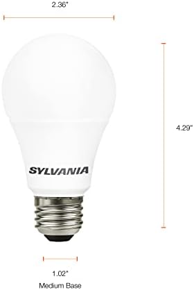 Led лампа SYLVANIA, еквивалент на A19 40 Вата, Ефективна мощност 6 W, Средна База, Матирано покритие, 450 Лумена, дневна светлина - 1 опаковка (74080)